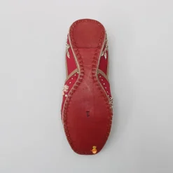 Hot Pretty Pearl And Zardozi Embroidered Red Jutti Shoes