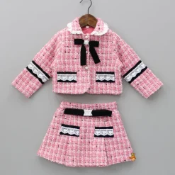 Outlet Pretty Pink Tweed Shirt Style Top And Skirt Dresses & Sets | Sets