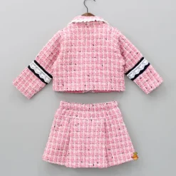 Outlet Pretty Pink Tweed Shirt Style Top And Skirt Dresses & Sets | Sets