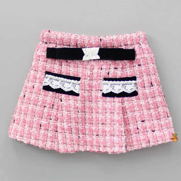 Outlet Pretty Pink Tweed Shirt Style Top And Skirt Dresses & Sets | Sets
