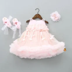 Hot Pretty Shimmery Dress With Matching Booties And Hair Clip Baby Essentials | Infant Clothing