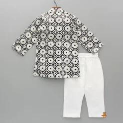 Best Printed Black And White Kurta With Pyjama BOY Indian Ethnic Wear | Ethnic Sets