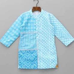 New Printed Blue Kurta And Pyjama BOY Indian Ethnic Wear | Ethnic Sets