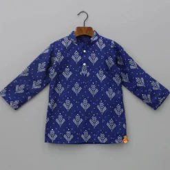 Hot Printed Blue Kurta And Pyjama BOY Indian Ethnic Wear | Ethnic Sets