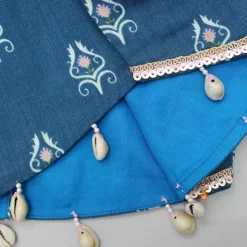 Discount Printed Blue Top And Lehenga With Net Dupatta And Matching Potli Ethnic Wear | Lehengas & Ghagras