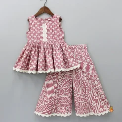 Hot Printed Cotton Kurti And Flared Palazzo Ethnic Wear | Palazzos & Shararas