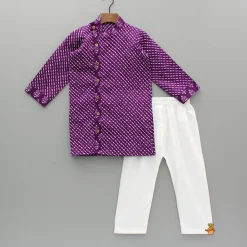 Fashion Printed Cotton Purple Kurta And Pyjama BOY Twinning Sets | Indian Ethnic Wear