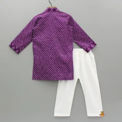 Fashion Printed Cotton Purple Kurta And Pyjama BOY Twinning Sets | Indian Ethnic Wear