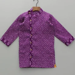 Fashion Printed Cotton Purple Kurta And Pyjama BOY Twinning Sets | Indian Ethnic Wear