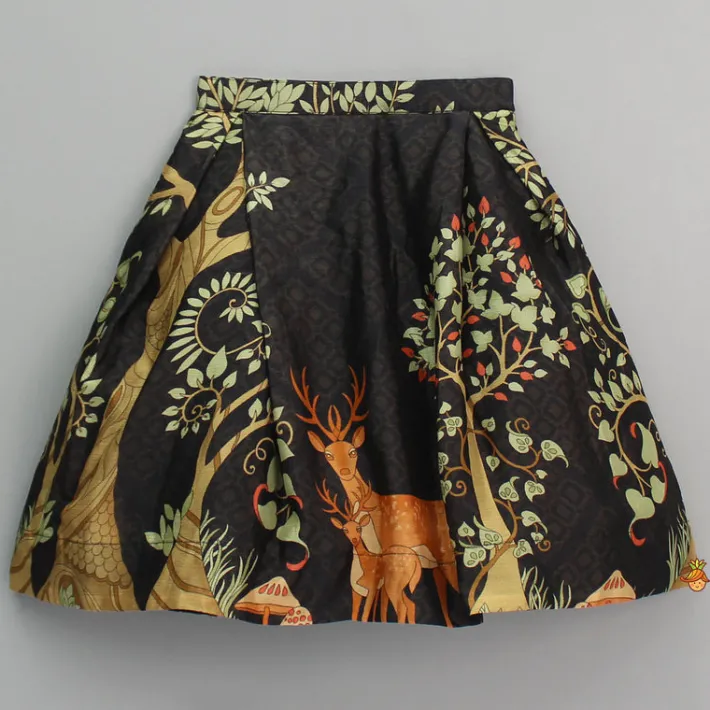 Outlet Printed Crop Top With Embroidered Jacket And Lehenga Ethnic Wear | Lehengas & Ghagras