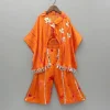 Online Printed Embellished Collar Neck Kaftan With Crop Top And Palazzo Ethnic Wear | Palazzos & Shararas