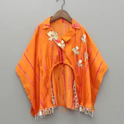 Online Printed Embellished Collar Neck Kaftan With Crop Top And Palazzo Ethnic Wear | Palazzos & Shararas