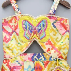 New Printed Embroidered Multicoloured Strappy Jumpsuit With Hairband Ethnic Wear