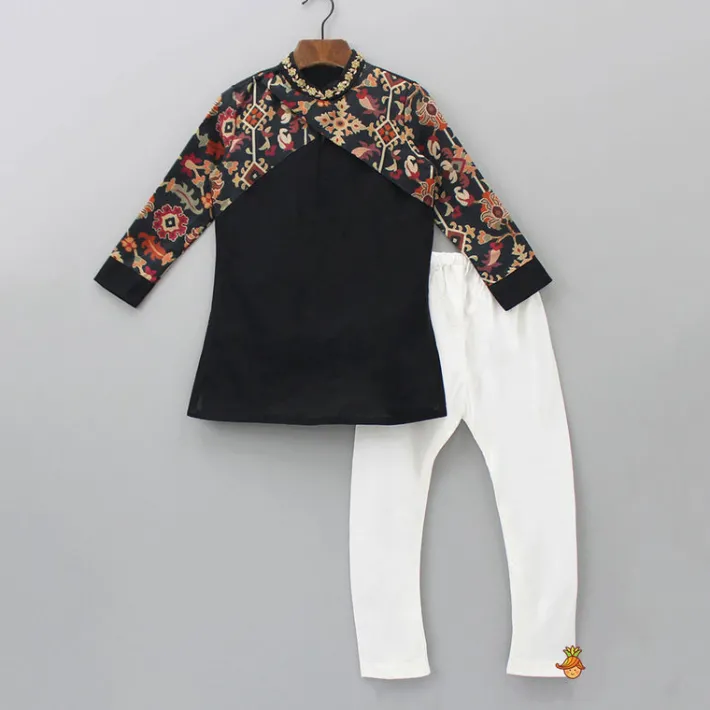 Best Printed Flap Black Kurta And Churidar BOY Indian Ethnic Wear | Ethnic Sets