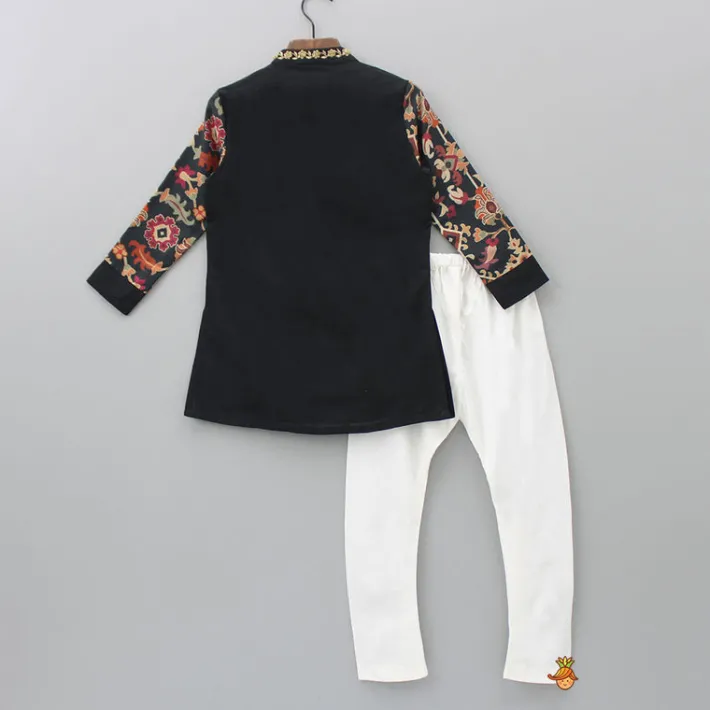 Best Printed Flap Black Kurta And Churidar BOY Indian Ethnic Wear | Ethnic Sets