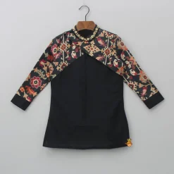 Best Printed Flap Black Kurta And Churidar BOY Indian Ethnic Wear | Ethnic Sets