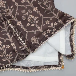 Fashion Printed Gota Lacework Detailing Brown Kurti And Sharara With Net Dupatta Ethnic Wear | Palazzos & Shararas
