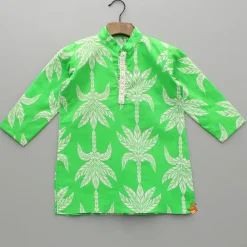 New Printed Green Kurta With Pyjama BOY Indian Ethnic Wear | Ethnic Sets