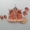 Hot Printed Jaamna Set With Matching Booties And Mittens Baby Essentials | Infant Clothing