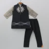 Hot Printed Kurta With Black Embroidered Jacket And Churidar BOY Indian Ethnic Wear | Ethnic Sets