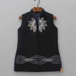 Hot Printed Kurta With Black Embroidered Jacket And Churidar BOY Indian Ethnic Wear | Ethnic Sets