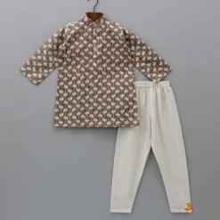 Hot Printed Kurta With Embroidered Jacket And Churidar BOY Indian Ethnic Wear | Ethnic Sets