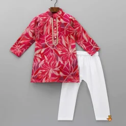 New Printed Multicolour Kurta And White Pyjama BOY Indian Ethnic Wear | Ethnic Sets