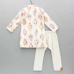 Hot Printed Multicolour Pleated Kurta And Pyjama BOY Indian Ethnic Wear | Ethnic Sets
