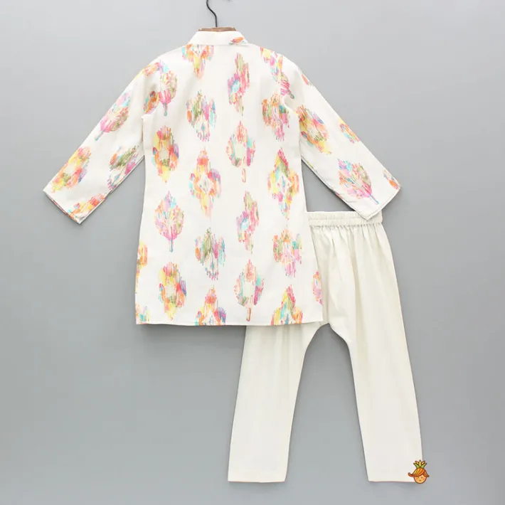 Hot Printed Multicolour Pleated Kurta And Pyjama BOY Indian Ethnic Wear | Ethnic Sets