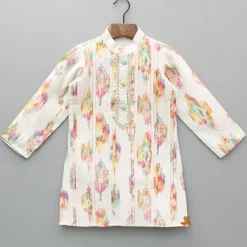 Hot Printed Multicolour Pleated Kurta And Pyjama BOY Indian Ethnic Wear | Ethnic Sets