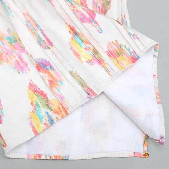 Hot Printed Multicolour Pleated Kurta And Pyjama BOY Indian Ethnic Wear | Ethnic Sets
