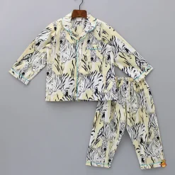 Fashion Printed Notched Collar Cotton Yellow Sleepwear BOY Sleep Wear | Sleepwear