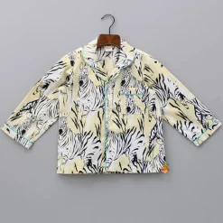 Fashion Printed Notched Collar Cotton Yellow Sleepwear BOY Sleep Wear | Sleepwear