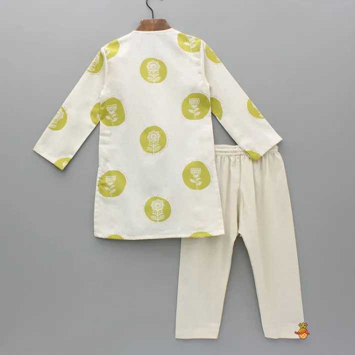 Outlet Printed Off White Kurta And Pyjama BOY Indian Ethnic Wear | Ethnic Sets