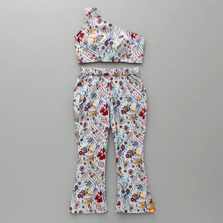 Discount Printed One Shoulder Top And Embroidered Cape With Matching Pant Dresses & Sets | Sets