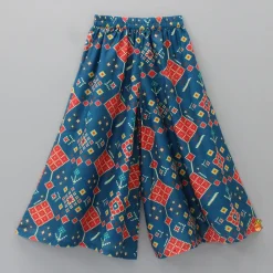 Online Printed Pom Poms Hem Top With Palazzo Ethnic Wear | Palazzos & Shararas