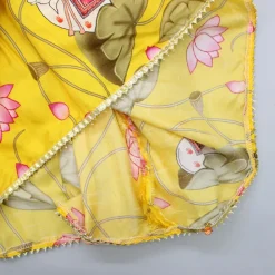 Hot Printed Puffed Sleeves Yellow Peplum Top With Tulip Pant Ethnic Wear | Dhotis & Patialas