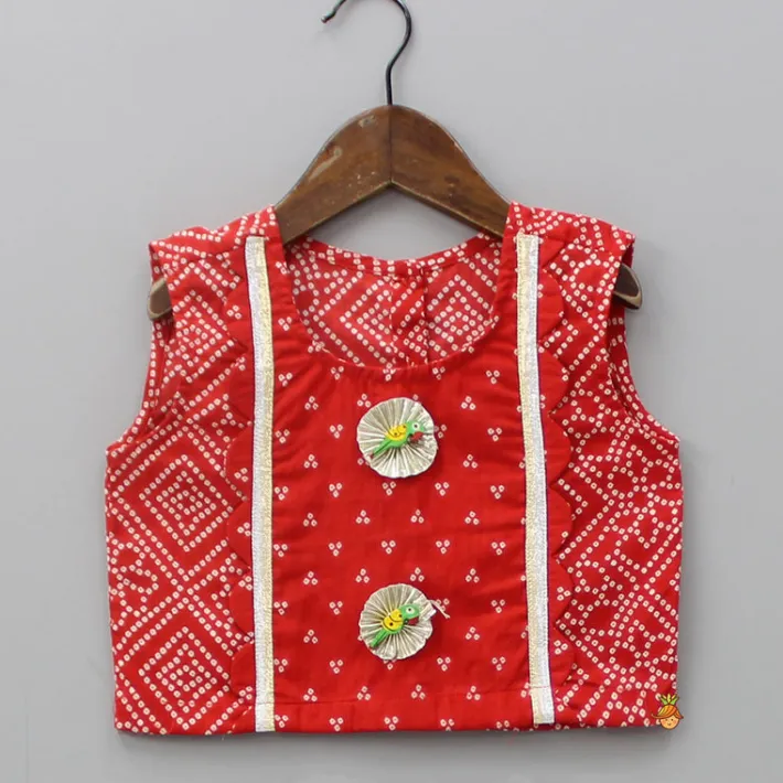 Online Printed Red Top And Lehenga With Net Dupatta Twinning Sets | Ethnic Wear