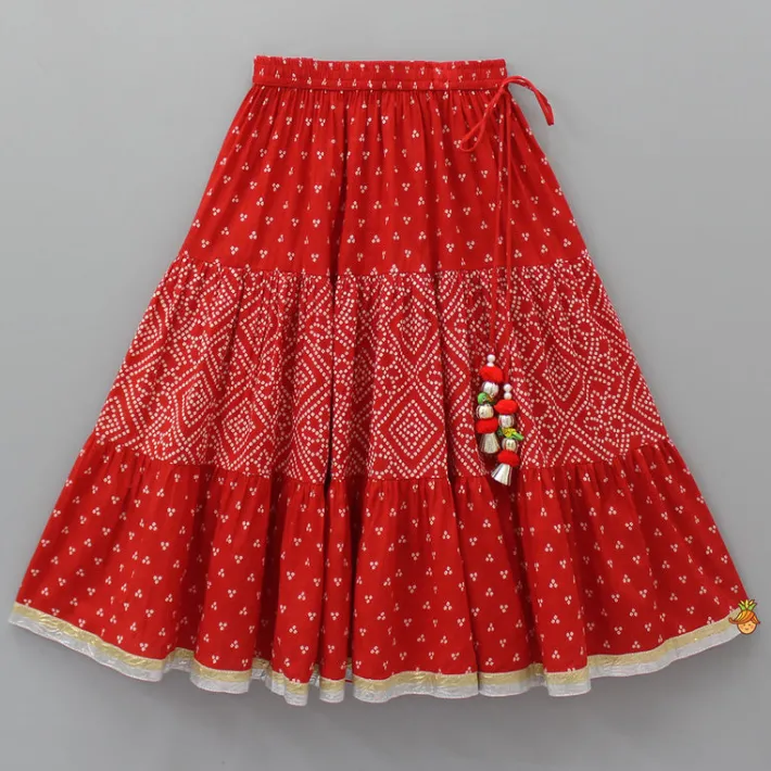 Online Printed Red Top And Lehenga With Net Dupatta Twinning Sets | Ethnic Wear