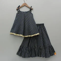 Discount Printed Strappy Tie Up Shoulder Top With Flared Sharara Ethnic Wear | Palazzos & Shararas