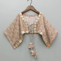 Discount Printed Strappy Top And Stylish Embellished Cape And Palazzo Ethnic Wear | Palazzos & Shararas