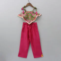 Clearance Printed Strappy Top With Inner And Wrap Style Skirt With Pant Ethnic Wear | Churidars & Salwars