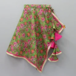 Clearance Printed Strappy Top With Inner And Wrap Style Skirt With Pant Ethnic Wear | Churidars & Salwars