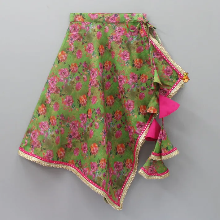 Clearance Printed Strappy Top With Inner And Wrap Style Skirt With Pant Ethnic Wear | Churidars & Salwars