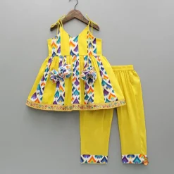 Fashion Printed Tie Up Strappy Kurti And Matching Pant Ethnic Wear | Churidars & Salwars