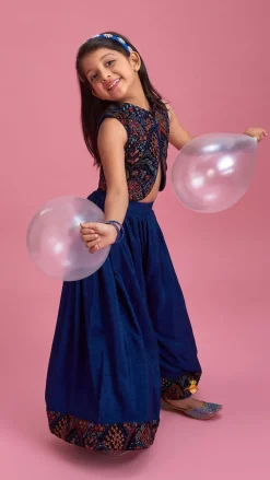 Best Printed Top And Flared Blue Palazzo Ethnic Wear | Palazzos & Shararas