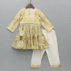 Outlet Printed Yellow Tiered Kurti And Pant Twinning Sets | Ethnic Wear