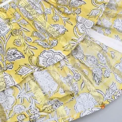Outlet Printed Yellow Tiered Kurti And Pant Twinning Sets | Ethnic Wear