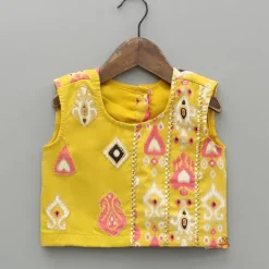Sale Printed Yellow Top And Pleated Lehenga Ethnic Wear | Lehengas & Ghagras