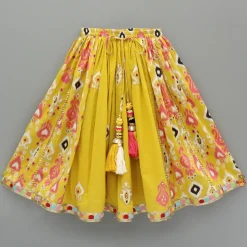 Sale Printed Yellow Top And Pleated Lehenga Ethnic Wear | Lehengas & Ghagras
